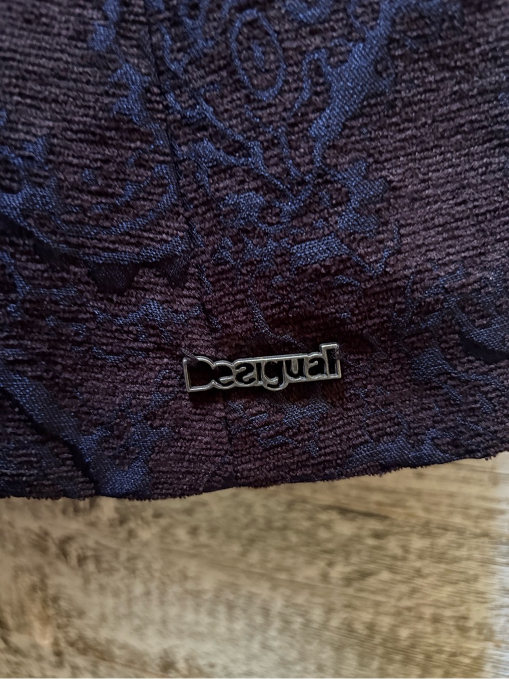 Desigual | "Dream" Long Floral Embroidered Jacquard Coat - Women 44/M, Navy/Blk - Picture 4 of 16